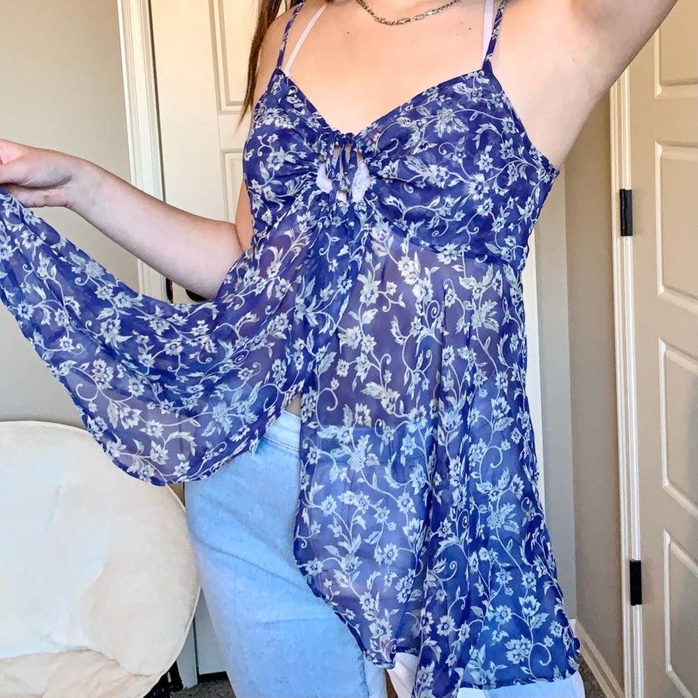 VTG 90’s Victoria’s Secret Blue and White Babydoll